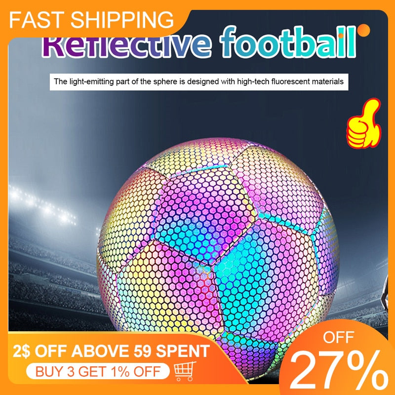Reflektierender Fußball, leuchtende Nacht, leuchtende Fußbälle, für Erwachsene, Kinder, Trainingswettbewerb, Fußball, Studententraining, Fußball