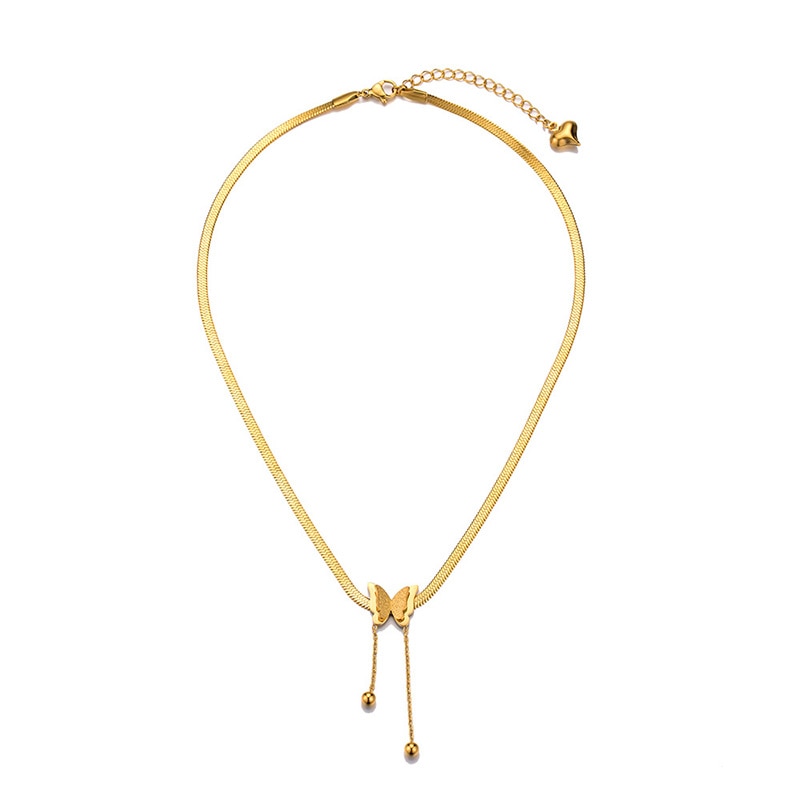 Vintage Schmetterling Halskette Für Frauen Edelstahl Klinge Schlange Ketten Ästhetischen Charme Halsband Frauen schmuck Geschenk Zu Mujer