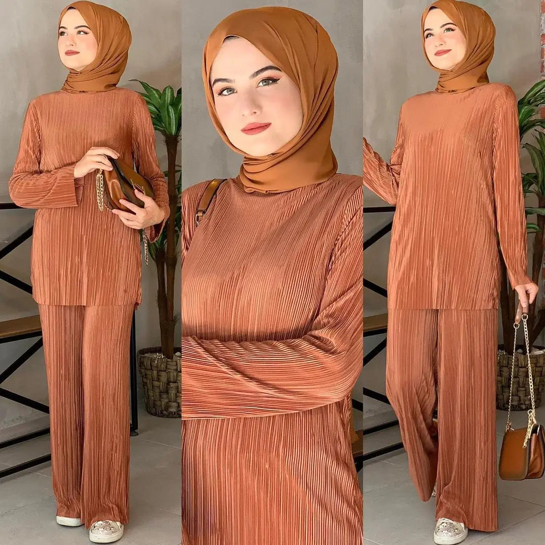 Ensembles 2 pièces islamiques pour femme musulmane mode chemisier et pantalon