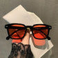 Vintage Square Frame Sunglasses Unisex Retro Black Transparent Frame Blue Red Lens Outdoor Sports Sunglasses Women Men Eyewear