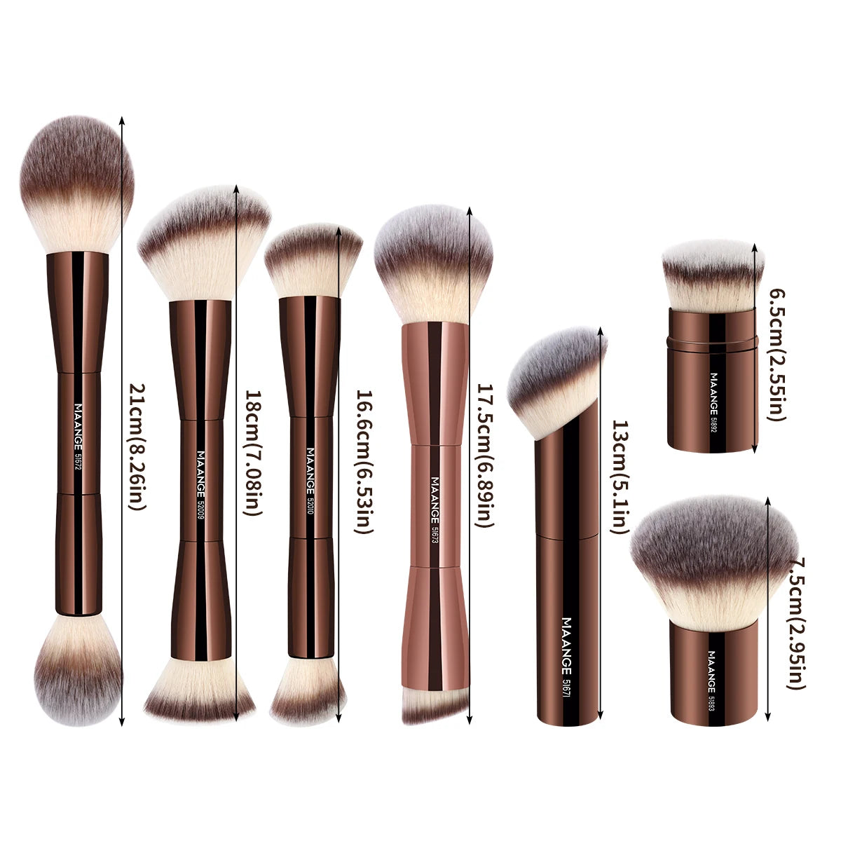 MAANGE-Pinceaux de maquillage à double tête, brosse pour fond de teint, poudre, correcteur, blush, bronzant, cheveux en fibre douce, outils de beauté cosmétiques