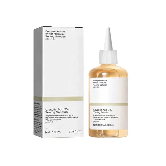 Solution tonifiante à l'acide glycolique 7%, pour éliminer l'acné, hydrate la peau, Lotion rajeunissante, tonique exfoliant au ton acide glycolique doux