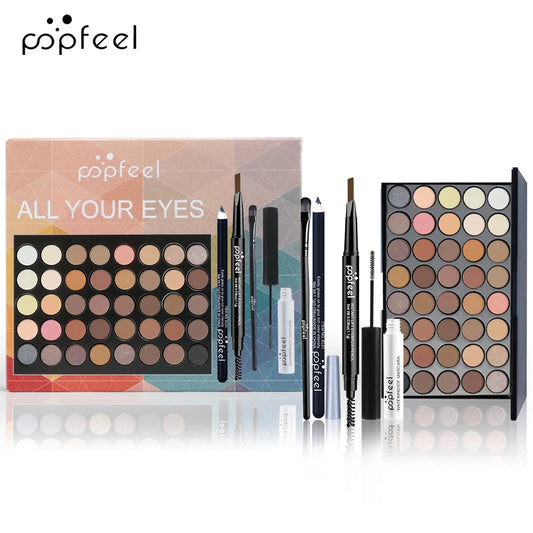 POPFEEL-Ensemble de maquillage pour les yeux, palette de fards à barrage, eye-liner, mascara, crayon pour les yeux, boîte à outils de maquillage, cadeaux pour femmes