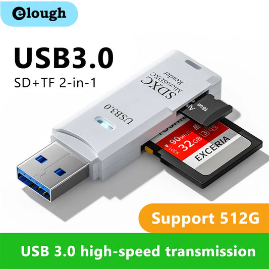 Lecteur de carte USB 3.0 2 en 1, lecteur de carte Micro TF sd, adaptateur usb, lecteur de cartes haute vitesse, carte mémoire TF pour PC, accessoires pour ordinateur portable
