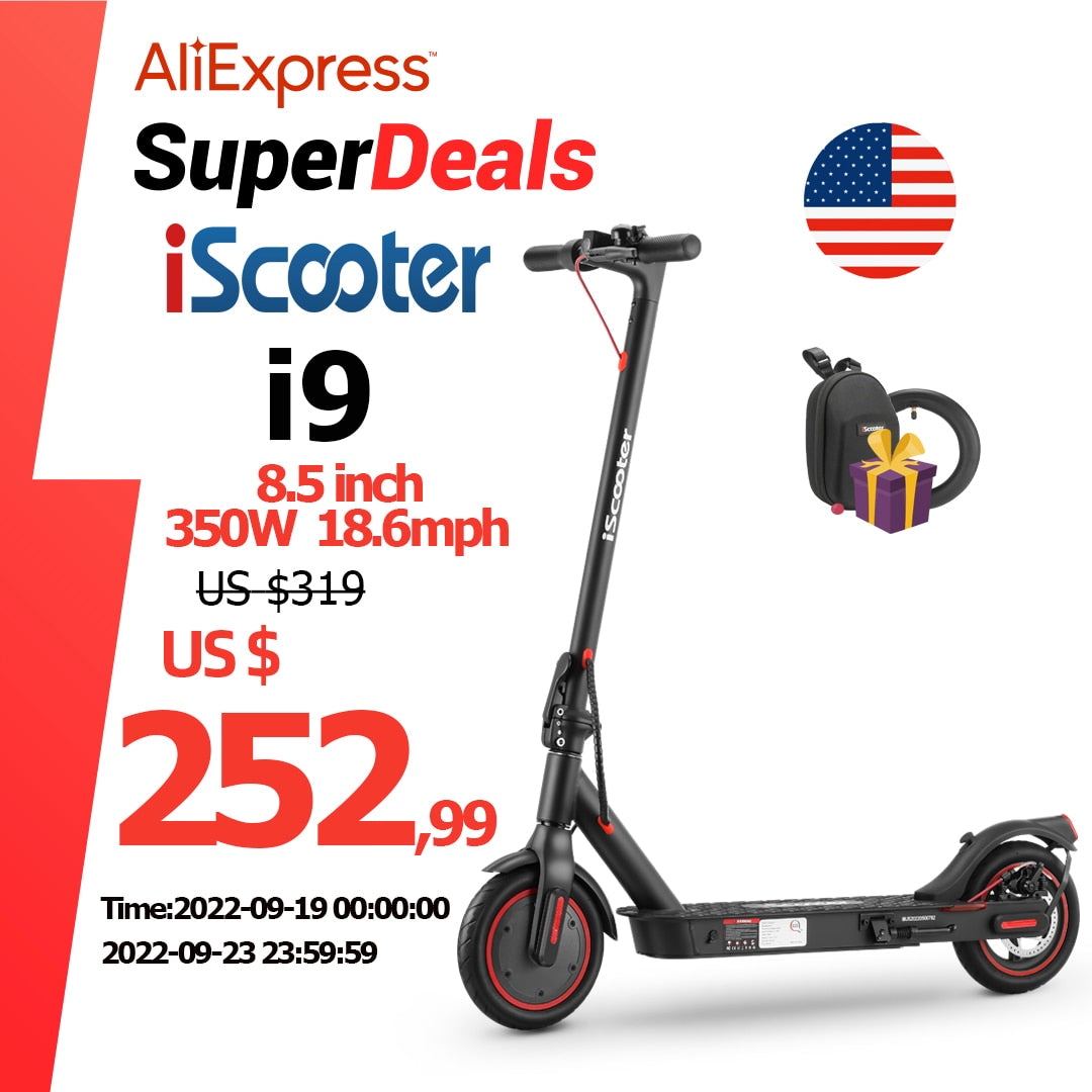 US Stock iScooter Electric Scooter 18.6mph Adult EScooter 8.5Inch 350W Adult Foldable Electric Skateboards Scooter with app