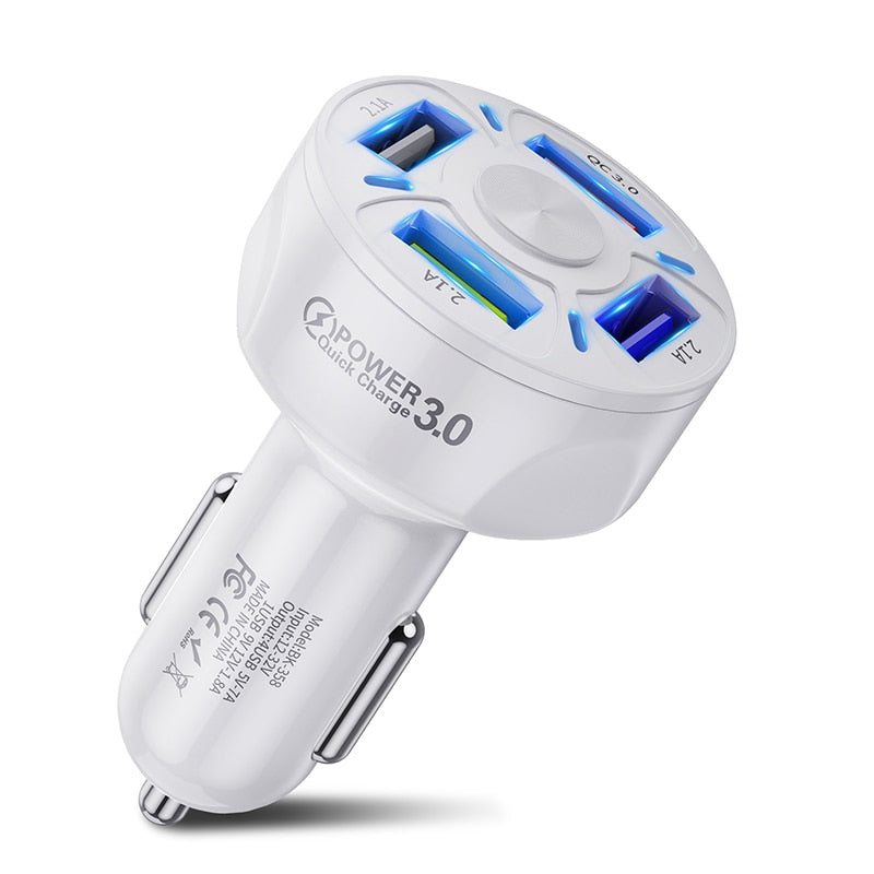 USLION 4 Ports USB Autoladung 48W Schnell 7A Mini Schnellladung für iPhone 11 Xiaomi Huawei Handy-Ladegerät-Adapter im Auto