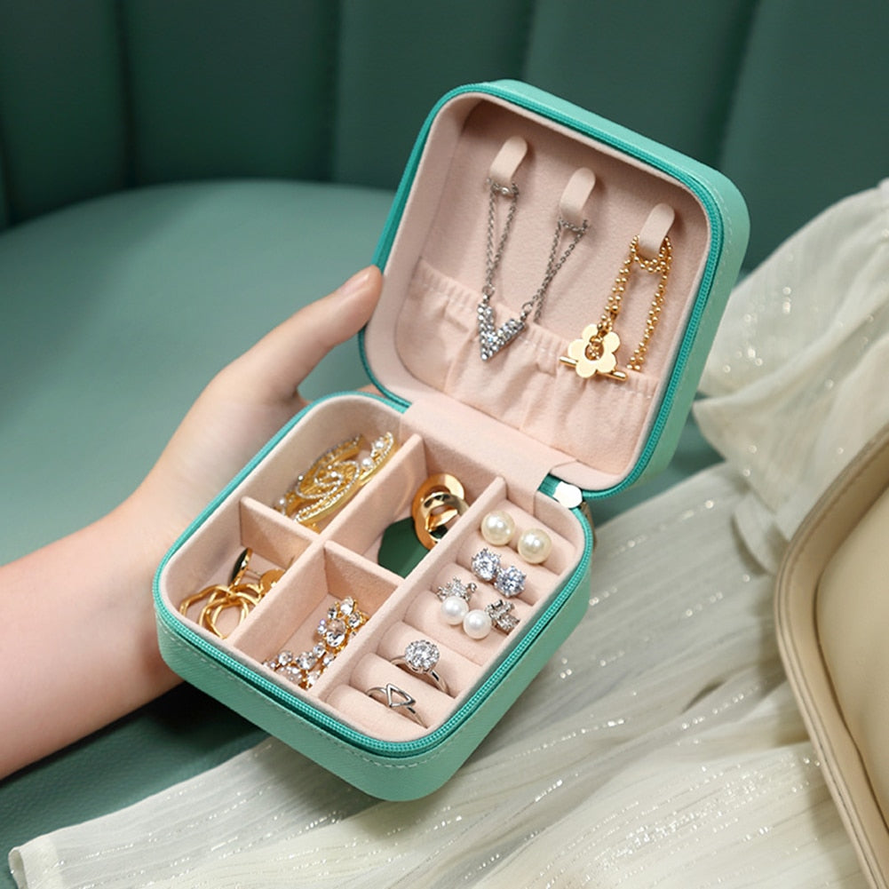 Boîte à bijoux en cuir stockage organisateur boucle d'oreille titulaire 2021