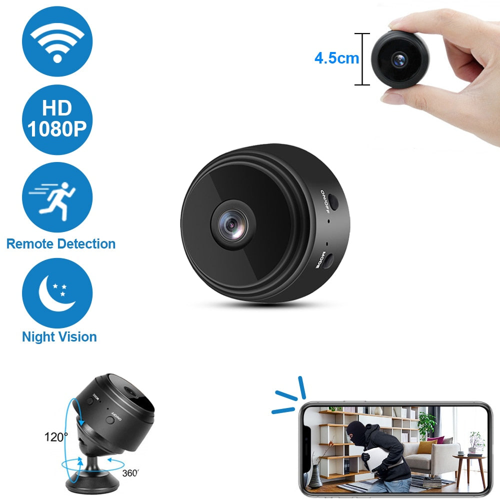 Mini caméras de surveillance wifi 1080P HD  Version Nuit Voix Vidéo Sécurité Sans Fil