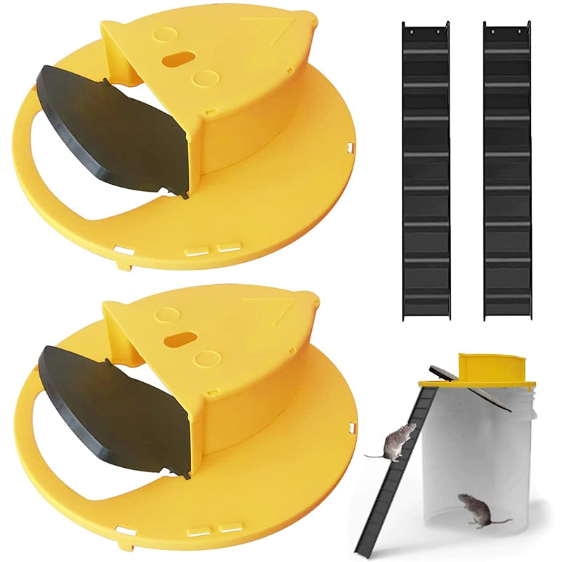 Reusable Mouse Trap Plastic Bucket Lid Rat Traps Humane Or Lethal Mousetrap for Mice Multi Catch Auto Reset Flip Slide Trap Mice